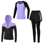 Kids Girls Tracksuit 2/3 pcs Sportswear Contrast Hooded Top With Bottom Jogging Clothing Set Sweatpants Activewear Set for Childrens Age 3-14 Years (Please Choose One Size Smaller)