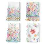 Arquiel Blossoming Flower Tea Towels, 100% Cotton Kitchen Towel Set 50 x 70CM, Multi-Purpose Quick Dry Dish Towels Dishcloths Hand Towels Bar Towels(Set of 4)