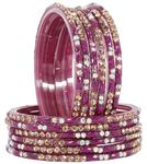 LAVAZZA Stylish Glass Bangle Set For Women and Girls | Indian Glass Bangle Set | Fashionable Women Glass Bangles | Fashion jewllery | Purple Colour Bangles | Chudi Set Glass (LV_KS5-Wine-2.4)