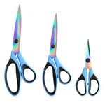 Craft Scissors, All Purpose Sharp Titanium Blades Shears, Rubber Soft Grip Handle, Multipurpose Fabric Scissors Tool Set Great for Office, Sewing, Arts, School and Home Supplies, 1 Set of 3 Pack