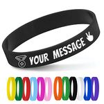 Personalized Silicone Wristbands Bulk with Text Message Custom Rubber Bracelets Customized Rubber Band Bracelets for Events, Motivation,Fundraisers, Awareness,Black