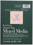 Strathmore 462-206 400 Series Toned Tan Mixed Media Pad, 6"x8" Glue Bound, 15 Sheets per Pad