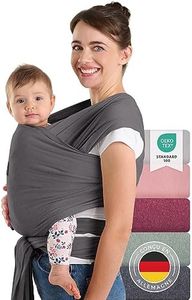 Laleni Echarpe de portage bebe nouveau-né jusqu'à 15 kg en coton - porte bebe naissance certifiée OEKO-TEX | porteur bebe 5,10m de long | porte bebe physiologique gris | porte enfant | sling bébé