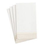 Caspari 4780GG Natural, Border Paper Linen Guest Towel Napkins, 12 Per Package