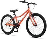 AVASTA Bilbo 24 Inch Kids Bike for Boys Girls 9 10 11 12 13 14 Years Old, Retro Style High Carbon Steel Bicycle with Adjustable Handlebars and Seat, Dual V-Brakes,Semi-Chain Guard, Kickstand, Orange