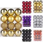 Christmas Decorations,24Pcs Christmas Ball Ornaments,ZANZER 40mm Christmas Tree Balls,Shatterproof Shiny and Glossy Christmas Hanging Balls for Holiday Wedding Party Decoration (Gold)