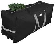 ProPik Christmas Rolling Tree Storage Bag, Fits Up to 9 ft. Tall Xmas Tree, 25" X 20" X 60", Extra Large Heavy Duty Holiday Storage Container, Wheels and Handles 600D Oxford (Black)