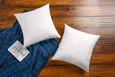 JA COMFORTS 20×20 Premium Goose Down Feather Throw Pillow Inserts(Set of 2)-5% Down Filling,High Filling Weight,250 TC Cotton Cover, Square, White