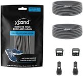 Xpand Elastic No Tie Round Shoelaces - Quick Release Tension Control - One Size Fits All Adult and Kids Shoes (Gray Solid)