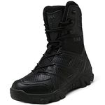 IYVW 5.AA 8810 Shoes Work Utility Footwear Military Tactical Mens Army Outdoor Sports Camping Hiking Work Combat Lace Up Breathable High Top Side Zipper Desert Leather Shoe Boots Black 10UK