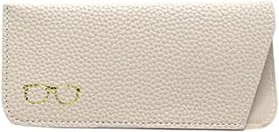 K Luxury Women's Eyeglass Case Leather Soft Holder Pocket Cases Slim Travel Pouch for Sunglasses Eyeglasses Readers, Beige