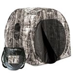 SereneLife One Person Hunting Blind - Water Resistant Durashell Plus Ground Blind Tent, Pop Up with Shadow Guard, Includes Carry Bag & Tie-Down Cords - SLHT49