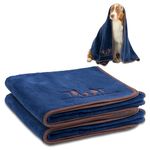 The Wagging Tailor Dog Towel XL 130cm x 70cm (600 GSM) - Luxury Microfibre Dog Towels for Drying Dogs Large & Small (Blue - 2 Pack)