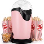 Andrew James Popcorn Maker Machine, Healthy Air Popper, Popcorn Machine with 8 American Cinema Style Boxes, 1200W, Pink