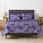 Amazon Basics 7-Piece Lightweight Microfiber Bed-In-A-Bag Comforter Bedding Set - Full/Queen, Purple Floral