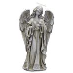 Bits and Pieces - Solar Garden LED Angel of Peace Statue with Light-Up Halo 21 Inches Tall - Beautiful Garden Sculpture Garden Décor Polyresin Statue Yard Art