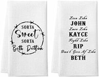 Sorta Sweet Sorta Beth Dutton Gifts, 2 Pack Dutton TV Show Kitchen Towels, Absorbent Waffle Dish Towel, Cute Farmhouse Bathroom Hand Towels Decorations, Christmas White Elephant Gifts for Women Men