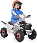 COSTWAY 6V Kids Ride on Car, Battery-powered Quad Bike ATV with All-Terrain Wheels and Forward & Backward Control, Electric 4 Wheels Vehicle Toy for Boys Girls (White)