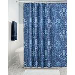 InterDesign Trellis Damask Fabric Shower Curtain -72" x 72"; Blue