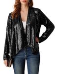 GRACE KARIN Womens Sequin Blazer Casual Sequin Jacket Blazer Sparkly Party Outfits for Women 2024 Black M