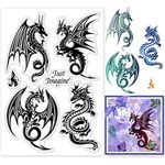 GLOBLELAND Magic Dragon Clear Stamps Fairytale Dragon Myth Silicone Clear Stamp Seals for Cards Making DIY Scrapbooking Photo Journal Album Decoration