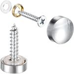 uxcell Mirror Screws, 12mm/0.47", 8pcs Decorative Cap Fasteners Cover Nails Polishing Silver Tone Brass