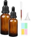 Amber Glass Bottle with Glass Pipette, 50ml 100ml Dropper Bottles Refillable for Essential Oil Aromatherapy Blends