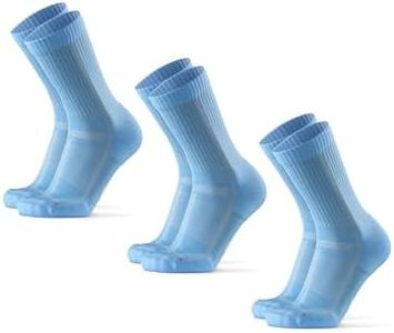 DANISH ENDURANCE 3-Pack Crew Running Socks for Long Distances, Anti-Blister, Cushioned, for Men & Women, Light Blue, L