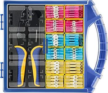 haisstronica 380PCS Marine Grade Heat Shrink Wire Connectors Set, 22-10 AWG Electrical Wire Connectors Kit,Ring Fork Butt Splice(3Color/12Size),with 9" Heat Shrink Crimping Tools and Organizer