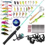 Sougayilang Ice Fishing Rod and Reel Combo with Ice Fishing Jigs Lures Line- Green