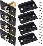 SING F LTD 4 Sets of Roller Ball Door Catch Latches with Fixing Screws for Home Kitchen Closet Wardrobe Door Cabinet Cupboard Hardware Adjustable Stainless Steel Pure Copper Black