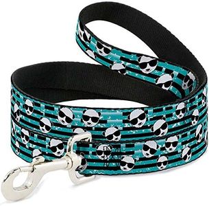 Dog Leash Multi Panda Sunglasses Stripe Turquoise Black 6 Feet Long 0.5 Inch Wide