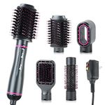 Hair Dryer Brush, Volumizing Styling, WeChip 4 in 1 Detachable Negative Ion Hair Dryer, Blow Dryer Brush for Straightening/Drying/Curling, with Carrying Case