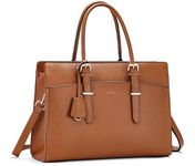 Laptop Bag for Women,VASCHY Vegan Leather Large Work Tote Purse Briefcase,15.6 Inch Laptop Computer Bag Handbag Shoulder Bag for Business Office Teachers Brown