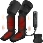 CINCOM Leg Massager for Circulation with Heat, Foot Calf and Thigh Air Compression Whole Leg Massager with 3 Modes 3 Intensities and 2 Heating Levels, Effectively Relieve Pain, Edema, RLS, Gift Choice