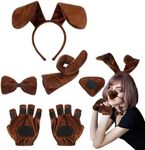 MAIHUO 5 Pcs Puppy Dog Costume Set,Animal Costume Accessories Dog Ears Headband Bow Tie Tail Fake Nose Puppy Paw Gloves Dog Fancy Dress Halloween Cosplay Party