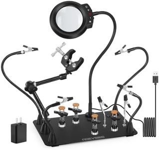 NOEVSBIG Helping Hands Soldering Station with 5X Magnifying Lamp, 360° Super Clamp, 4 Helping Hand Clamps, Flexible Arms, Third Hand Tool for PCB Electronics Repair DIY