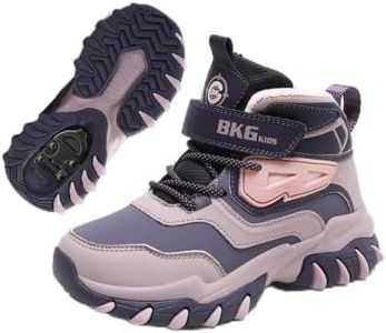 Kids Snow Boots with Foldable Ice Spikes Waterproof Warm Winter Hiking Shoe