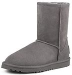 Shenduo Women's Sheepskin Boots Short Snow Boots Fur Lined Mid-calf 5.5UK D9125 Grey 39EU