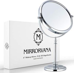 MIRRORVANA Large Double Sided 10X and 1X Magnifying Makeup Mirror with Stand in Gift Box, 15” Tall and 8” Wide