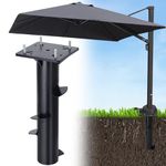 In-ground Umbrella Base/ Inground Umbrella Stand/ Rustproof Steel Umbrella Holder/ Upright Outdoor Umbrella Holder for Offset Cantilever Umbrella Middle Pole Patio Umbrella and Hanging Parasol