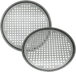 Maxi Nature Pizza Tray Set of 2 - Non Stick Baking, Even Heat Distribution - Pizza Pan for Oven - Perforated Stainless Steel for Crispy Crust - 13 Inch, 33 cm