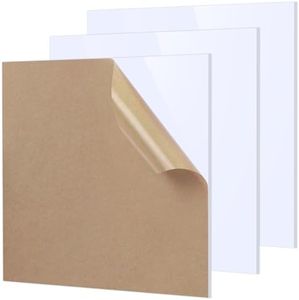 Adrattnay White Acrylic Sheets 1/8 Thick, 3Pcs 8 x 8in Cast Acrylic Sheets 3mm for Laser Cutting, Opaque Acrylic Sheets Acrylic Panel with Protective Paper for Laser Engraving Material DIY Crafts