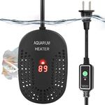HITOP Mini Aquarium Heater 50W 100W, Adjustable Fish Tank Heater with Digital Temperature Display and External Setting Button, Shatterproof Heater for Saltwater and Fresh Water up to 30gallon