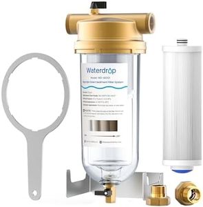 Waterdrop Mega Spin Down Sediment Filter, Reusable Whole House Water Filter System, 100+5 Micron Pleated PP Filter Sediment Water Filter with Bypass for City/Well Water, 1" MNPT + 3/4" FNPT, BPA Free