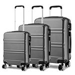 Kono Luggage Sets of 3 Piece Lightweight 4 Spinner Wheels Hard Shell Trolley Case 20"/24"/28" (Grey Set)