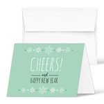 2023 Happy New Year Cheers Cards – Holiday Greetings Fold Over & Envelopes – for Christmas and New Year’s Gifts and Presents, 4.25 x 5.5” | 25 Folding Cards and 25 Envelopes per Pack