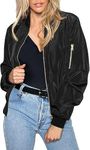 Zeagoo Jacket Women with Zip Long Sleeve Bomber Jacket Faux Leather Jacket Motorcycle Jacket Womens Coat Fall