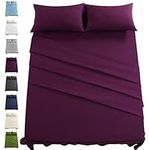 EASELAND Twin Super Soft Kid's Teen Bed Sheet Set 3-Piece 1800 Microfiber Bed Sheets with Pillowcase, 14-inch Deep Pocket, Wrinkle Fade Resistant, Luxury Bedding Sheets (Purple, Twin)