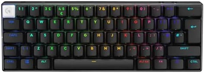 Logitech G PRO X 60 Lightspeed Wireless Gaming Keyboard, Ultra Compact TKL 60% Mechanical Keyboard, LIGHTSYNC RGB, Dual-Shot PBT Keycaps, GX Optical Tactile Switches, Windows PC, QWERTY UK - Black